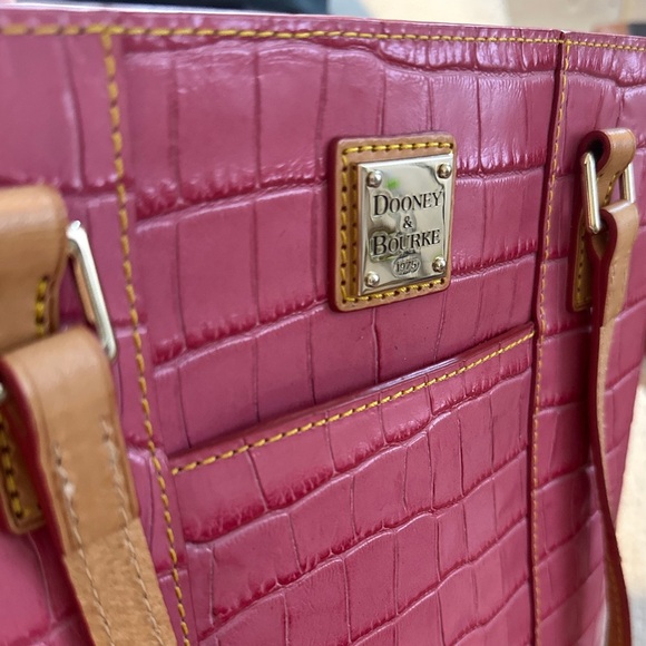 Dooney & Bourke Pink Croc-Embossed Tote Bag - Picture 12 of 12